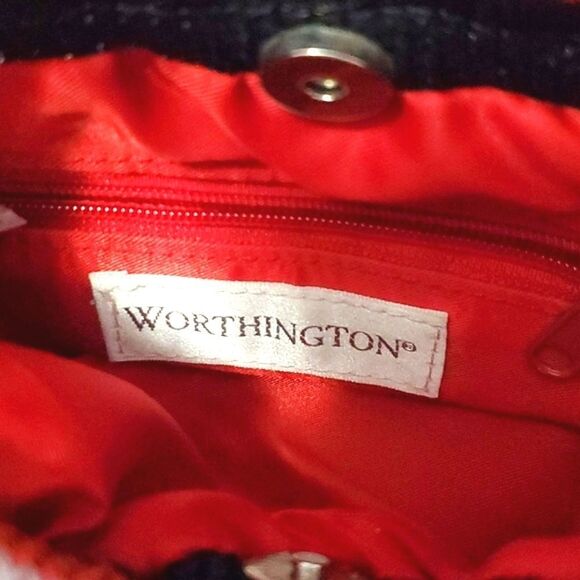 Worthington Preppy Blue Striped Knitted Mini Hobo Bag - Picture 7 of 8